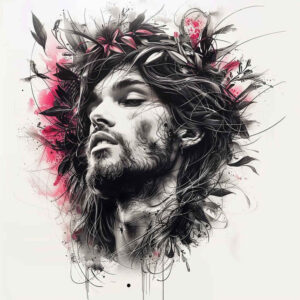 face-of-jesus-tattoo – tattoo design ideas free ai generated – detail-accuracy – for-calf – Gallery: jesus-inkby-ai