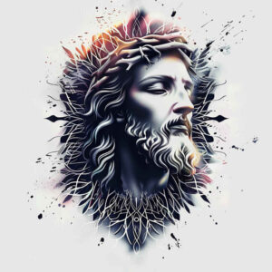 face-of-jesus-tattoo – tattoo design ideas free ai generated – rich-blacks – for-lower-chest – Gallery: jesus-inkby-ai