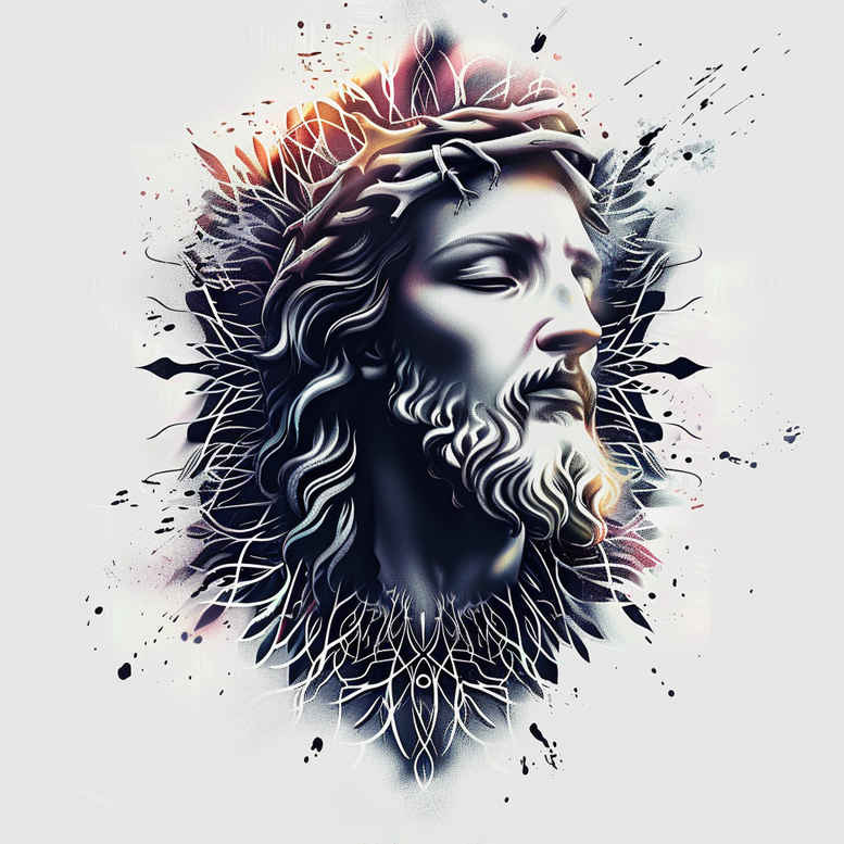 face-of-jesus-tattoo – tattoo design ideas free ai generated – rich-blacks – for-lower-chest – Gallery: jesus-inkby-ai