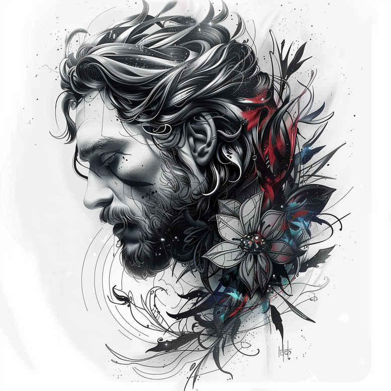 for-women – tattoo design ideas free ai generated – tattoo-reflection – for-lower-chest – Gallery: jesus-inkby-ai
