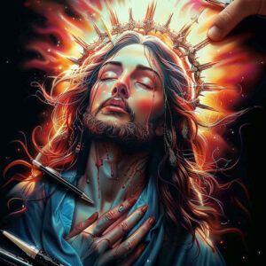 jesus-and-divine-light – tattoo design ideas free ai generated – dynamic-shadows – for-calf – Gallery: jesus-inkby-ai