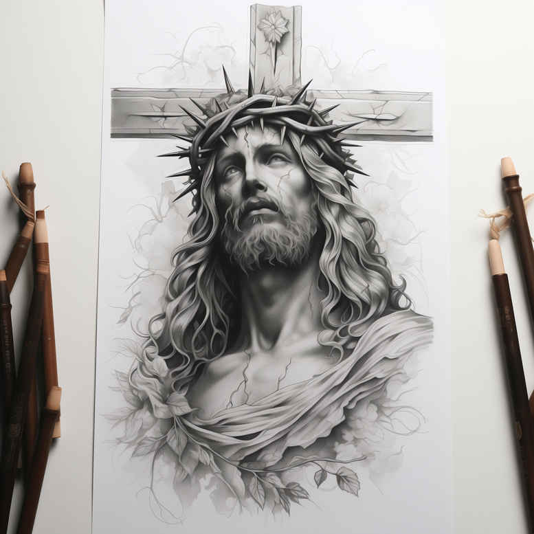 jesus-and-divine-light – tattoo design ideas free ai generated – visual-truth – for-side-torso – Gallery: jesus-inkby-ai