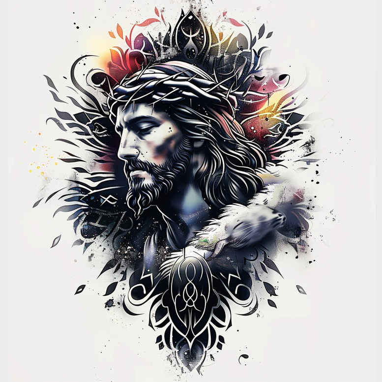 jesus-and-faith – tattoo design ideas free ai generated – light-play – for-spine – Gallery: jesus-inkby-ai