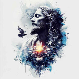 jesus-and-grace-for-men – tattoo design ideas free ai generated – reflection-effect – for-shoulder-blade – Gallery: jesus-inkby-ai
