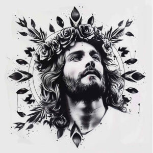 jesus-and-grace-for-men – tattoo design ideas free ai generated – tactile-shading – for-upper-shoulder – Gallery: jesus-inkby-ai