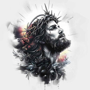 jesus-and-hope – tattoo design ideas free ai generated – depth-of-field – for-upper-back – Gallery: jesus-inkby-ai