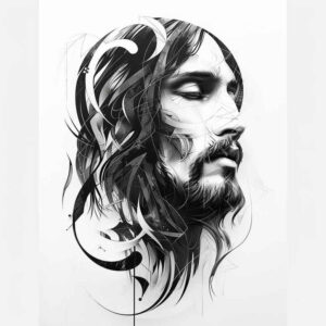 jesus-and-hope – tattoo design ideas free ai generated – organic-structure – for-sternum – Gallery: jesus-inkby-ai
