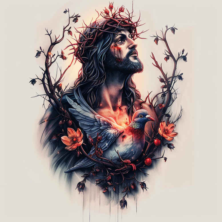 jesus-and-life – tattoo design ideas free ai generated – contrast-play – for-toe – Gallery: jesus-inkby-ai