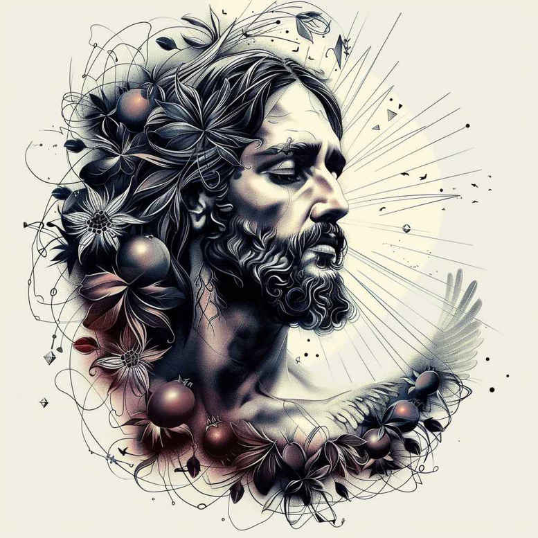 jesus-and-life – tattoo design ideas free ai generated – smooth-gradients – for-abdomen – Gallery: jesus-inkby-ai