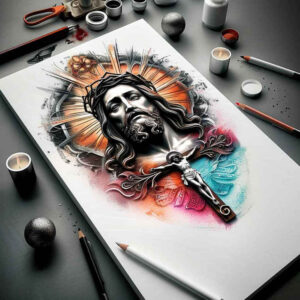 jesus-and-mercy – tattoo design ideas free ai generated – studio-quality – for-shin – Gallery: jesus-inkby-ai