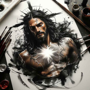 jesus-and-prayer – tattoo design ideas free ai generated – high-definition – for-foot – Gallery: jesus-inkby-ai
