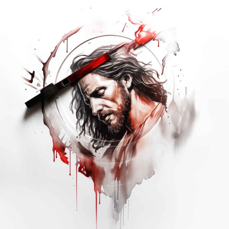 jesus-and-redemption – tattoo design ideas free ai generated – depth-shading – for-collarbone – Gallery: jesus-inkby-ai
