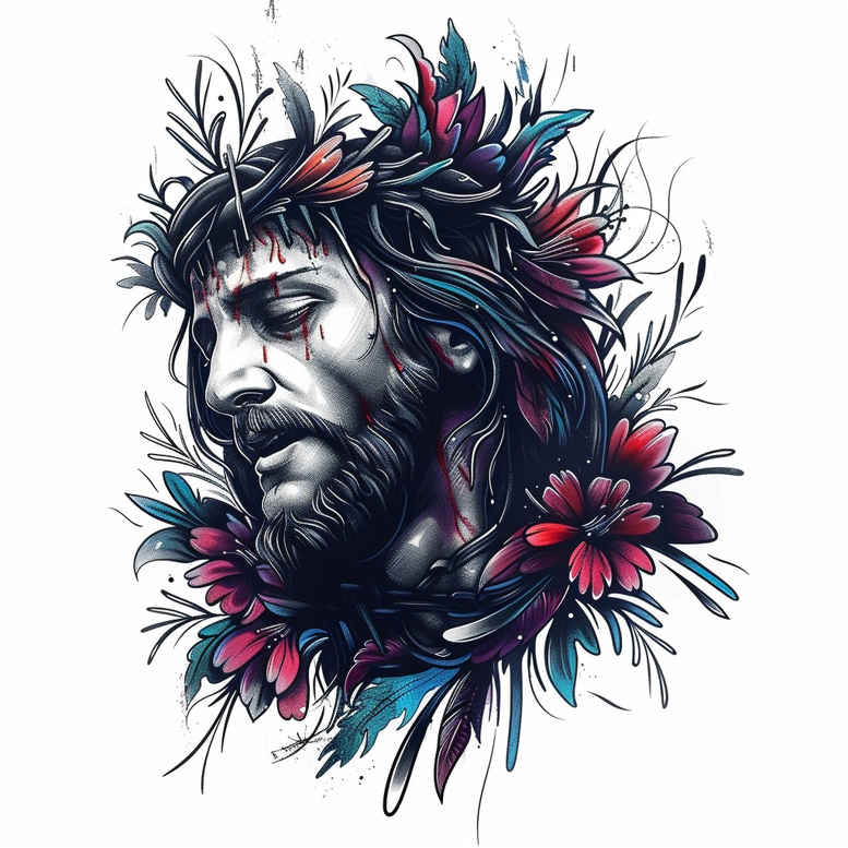 jesus-and-redemption – tattoo design ideas free ai generated – textured-light – for-biceps – Gallery: jesus-inkby-ai