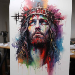 jesus-and-spiritual-strength – tattoo design ideas free ai generated – rich-blacks – for-knee – Gallery: jesus-inkby-ai