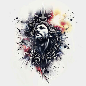 jesus-and-spiritual-strength – tattoo design ideas free ai generated – skin-realism – for-temple – Gallery: jesus-inkby-ai