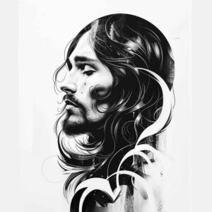 jesus-and-supernatural-power – tattoo design ideas free ai generated – depth-shading – for-back-shoulder – Gallery: jesus-inkby-ai