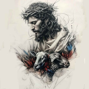 jesus-as-savior – tattoo design ideas free ai generated – depth-realism – for-lower-leg – Gallery: jesus-inkby-ai