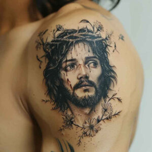 jesus-as-savior – tattoo design ideas free ai generated – gradient-tones – for-wrist-side – Gallery: jesus-inkby-ai