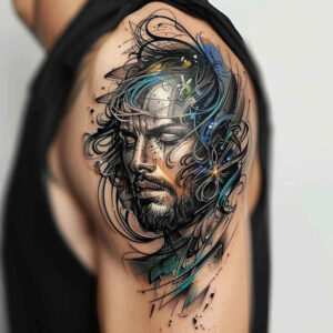 jesus-blessing-tattoo – tattoo design ideas free ai generated – moist-effect – for-back-shoulder – Gallery: jesus-inkby-ai