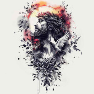 jesus-blessing-tattoo – tattoo design ideas free ai generated – natural-luminosity – for-back – Gallery: jesus-inkby-ai
