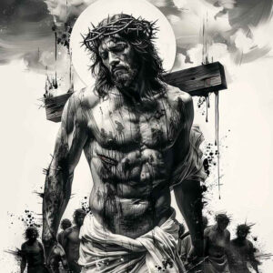 jesus-blessing-tattoo – tattoo design ideas free ai generated – portrait-realism – for-shoulder-blade – Gallery: jesus-inkby-ai