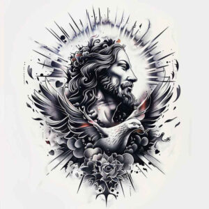 jesus-blessing-tattoo – tattoo design ideas free ai generated – seamless-blend – for-full-back – Gallery: jesus-inkby-ai