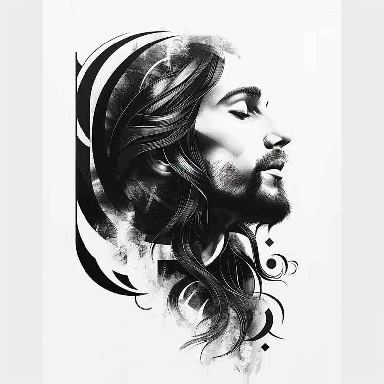 jesus-christ-symbol – tattoo design ideas free ai generated – photo-realistic – for-collarbone – Gallery: jesus-inkby-ai