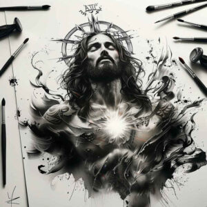jesus-christ-symbol – tattoo design ideas free ai generated – sharp-focus – for-arm – Gallery: jesus-inkby-ai