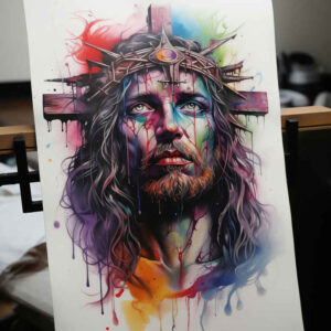 jesus-cross-tattoo – tattoo design ideas free ai generated – micro-detail – for-lower-leg – Gallery: jesus-inkby-ai