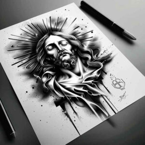 jesus-cross-tattoo – tattoo design ideas free ai generated – visual-truth – for-scapula – Gallery: jesus-inkby-ai