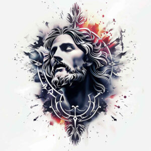 jesus-divine-grace-tattoo – tattoo design ideas free ai generated – contrast-ink – for-lower-thigh – Gallery: jesus-inkby-ai