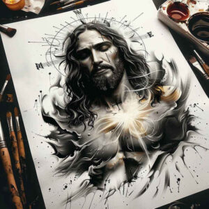 jesus-divine-grace-tattoo – tattoo design ideas free ai generated – precise-anatomy – for-neck – Gallery: jesus-inkby-ai