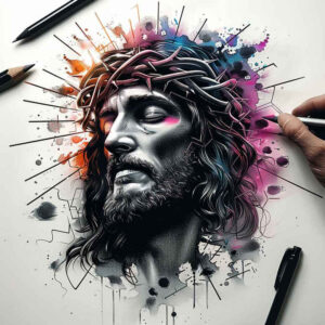 jesus-divine-grace-tattoo – tattoo design ideas free ai generated – skin-texture – for-lower-back – Gallery: jesus-inkby-ai