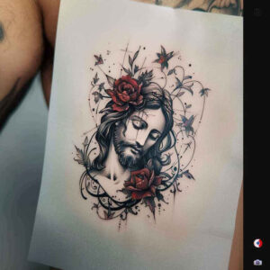 jesus-divine-grace-tattoo – tattoo design ideas free ai generated – vivid-detail – for-ankle – Gallery: jesus-inkby-ai