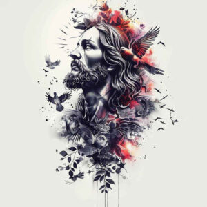 jesus-divine-light-tattoo – tattoo design ideas free ai generated – highlighted-contrast – for-triceps – Gallery: jesus-inkby-ai