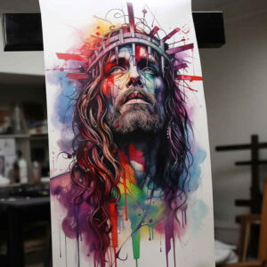 jesus-divine-light-tattoo – tattoo design ideas free ai generated – optical-illusion – for-upper-thigh – Gallery: jesus-inkby-ai