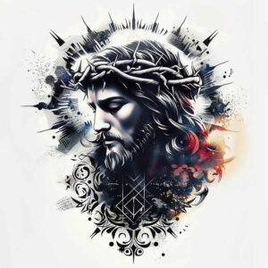 jesus-divine-mercy-tattoo-for-men – tattoo design ideas free ai generated – blended-gradients – for-spine – Gallery: jesus-inkby-ai