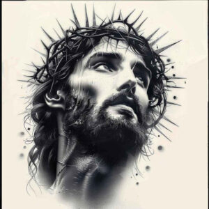 jesus-divine-tattoo – tattoo design ideas free ai generated – subtle-saturation – for-lower-thigh – Gallery: jesus-inkby-ai