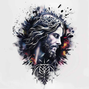 jesus-grace-tattoo – tattoo design ideas free ai generated – natural-look – for-upper-chest – Gallery: jesus-inkby-ai