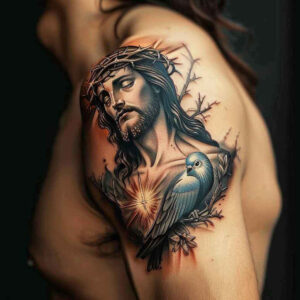 jesus-heart-tattoo – tattoo design ideas free ai generated – high-contrast – for-wrist – Gallery: jesus-inkby-ai