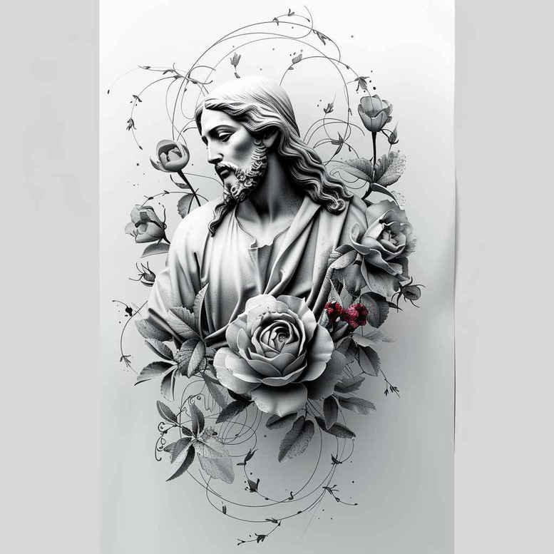 jesus-holy-face-tattoo – tattoo design ideas free ai generated – ink-layering – for-toe – Gallery: jesus-inkby-ai