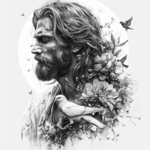 jesus-holy-love-tattoo – tattoo design ideas free ai generated – clean-whites – for-ribs – Gallery: jesus-inkby-ai