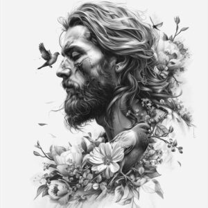jesus-holy-spirit-tattoo – tattoo design ideas free ai generated – highlight-detail – for-upper-thigh – Gallery: jesus-inkby-ai