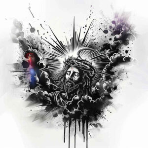 jesus-holy-spirit-tattoo – tattoo design ideas free ai generated – living-skin – for-lower-leg – Gallery: jesus-inkby-ai