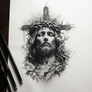 jesus-holy-tattoo – tattoo design ideas free ai generated – realistic-proportions – for-palm – Gallery: jesus-inkby-ai