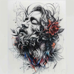 jesus-holy-tattoo – tattoo design ideas free ai generated – ultra-detailed – for-collarbone – Gallery: jesus-inkby-ai