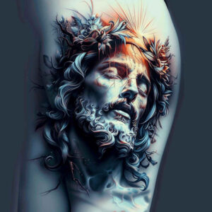 jesus-iconic-tattoo – tattoo design ideas free ai generated – natural-finish – for-forearm – Gallery: jesus-inkby-ai