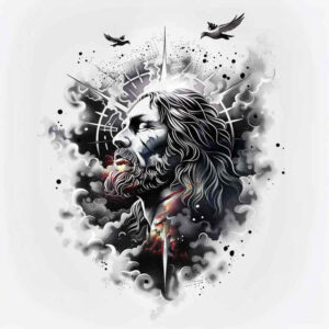 jesus-iconic-tattoo – tattoo design ideas free ai generated – precise-anatomy – for-spine – Gallery: jesus-inkby-ai