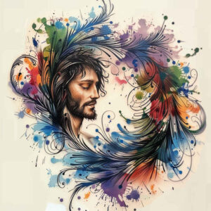 jesus-iconic-tattoo – tattoo design ideas free ai generated – reflective-light – for-thigh – Gallery: jesus-inkby-ai