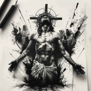 jesus-in-art – tattoo design ideas free ai generated – perfect-proportions – for-ribs – Gallery: jesus-inkby-ai